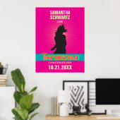 Rock Star Bat Mitzvah Poster in Hot Pink ポスター (ホームオフィス)