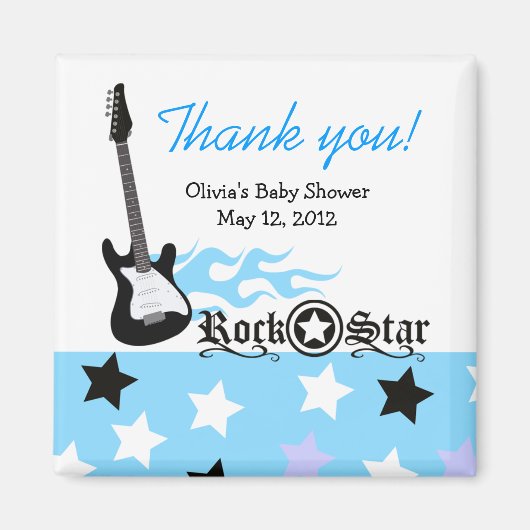 ROCK STAR Blue Baby Shower Favy Magnet マグネット (正面)