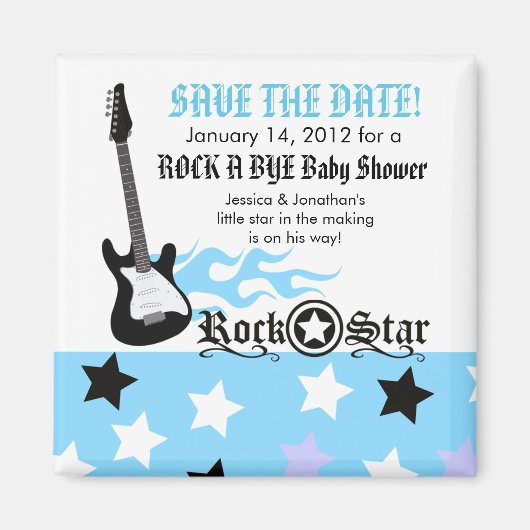ROCK STAR Blue Baby Shower Favy Magnet マグネット (正面)
