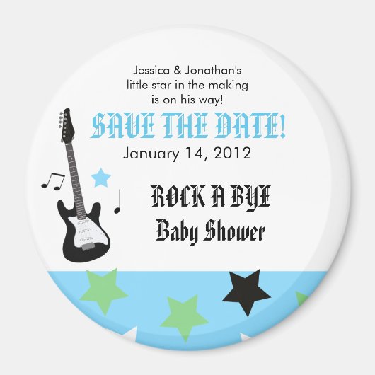 ROCK STAR Blue Baby Shower Favy Magnet マグネット (正面)