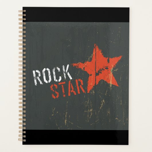 Rock Star Distressed Grunge Red Star プランナー手帳 (正面)