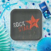 Rock Star Distressed Grunge Red Star ペーパープレート (パーティー)
