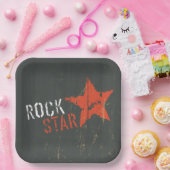 Rock Star Distressed Grunge Red Star ペーパープレート (パーティー)