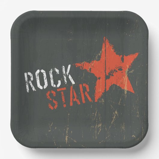 Rock Star Distressed Grunge Red Star ペーパープレート (正面)