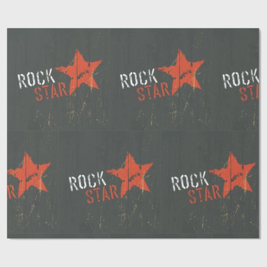 Rock Star Distressed Grunge Red Star ラッピングペーパー (フラット)