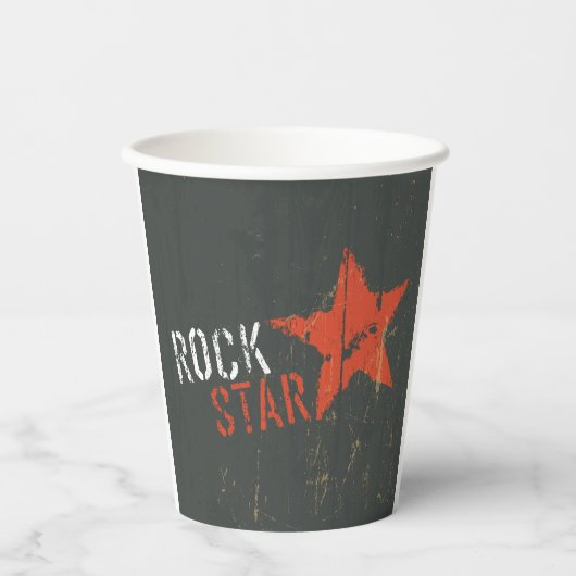 Rock Star Distressed Grunge Red Star 紙コップ (正面)