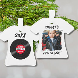 Rock Star First Birthday Record White T-Shirt  オーナメント