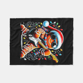 Rock Star Gingerbread Christmas Guitar Lights Men フリースブランケット (正面(横))