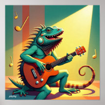 Rock Star Iguana Playing an Instrument