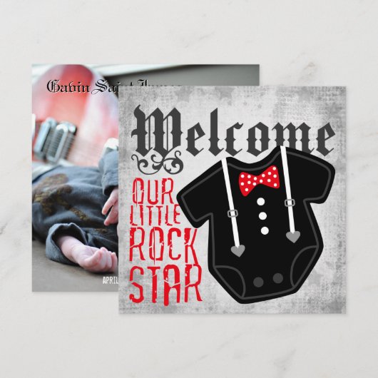 Rock Star Tux Birth Announcements 案内状 (正面/裏面)