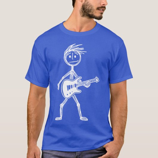 Rock Stickman Guitarist gift Tシャツ (正面)
