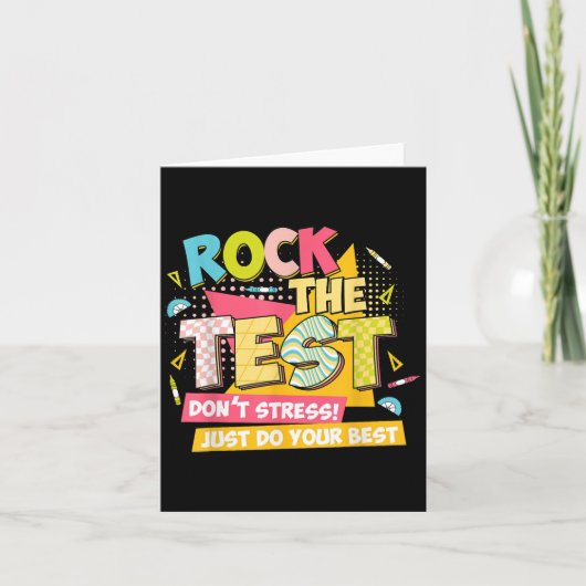 Rock The Test Day Motivational Retro Teachers Test カード (正面)