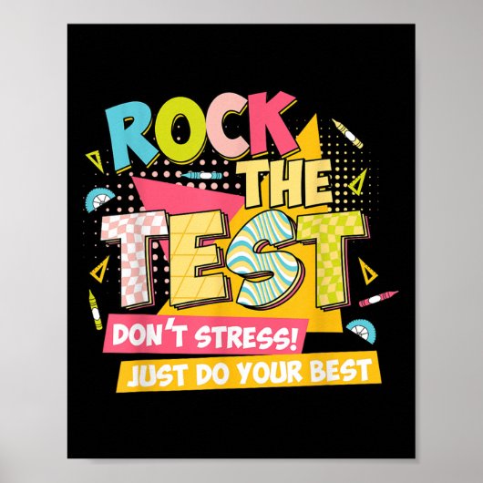 Rock The Test Day Motivational Retro Teachers Test ポスター (正面)