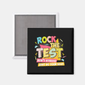 Rock The Test Day Motivational Retro Teachers Test マグネット (正面/裏面)