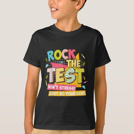 Rock The Test Day Motivational Retro Teachers Test Tシャツ (正面)