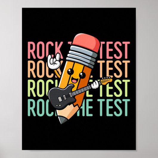 Rock The Test Day Teacher Testing Day Motivational ポスター (正面)
