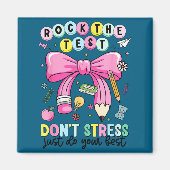 Rock the test don't stress do teacher testing マグネット (正面)