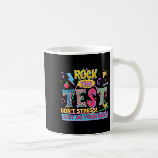 Rock The Test Dont Stress Motivational Teacher Tes コーヒーマグカップ (右)