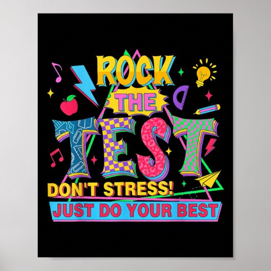 Rock The Test Dont Stress Motivational Teacher Tes ポスター (正面)