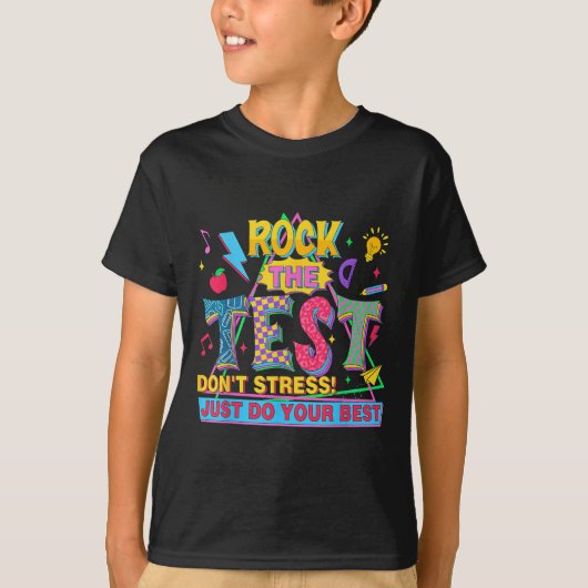Rock The Test Dont Stress Motivational Teacher Tes Tシャツ (正面)