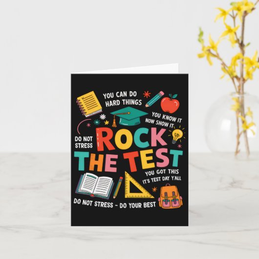 Rock The Test Funny Testing Day Teacher Student Te カード (黄色い花)