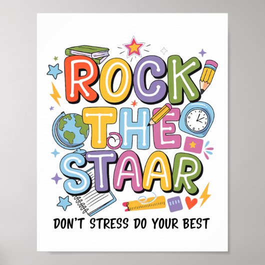 Rock The Test Staar Day Teacher Motivational Testi ポスター (正面)
