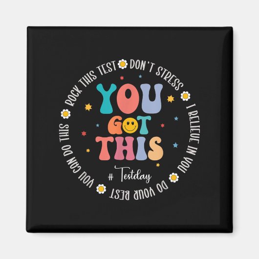 Rock The Test Teacher Testing Day Motivational Tes マグネット (正面)