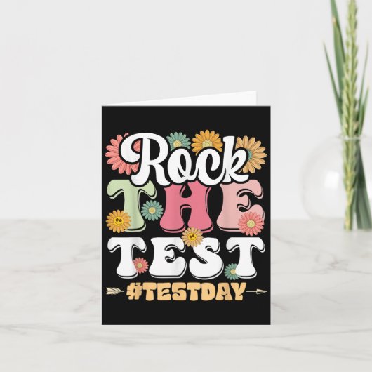 Rock The Test Testing Day Groovy Motivational Teac カード (正面)