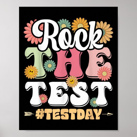 Rock The Test Testing Day Groovy Motivational Teac ポスター (正面)