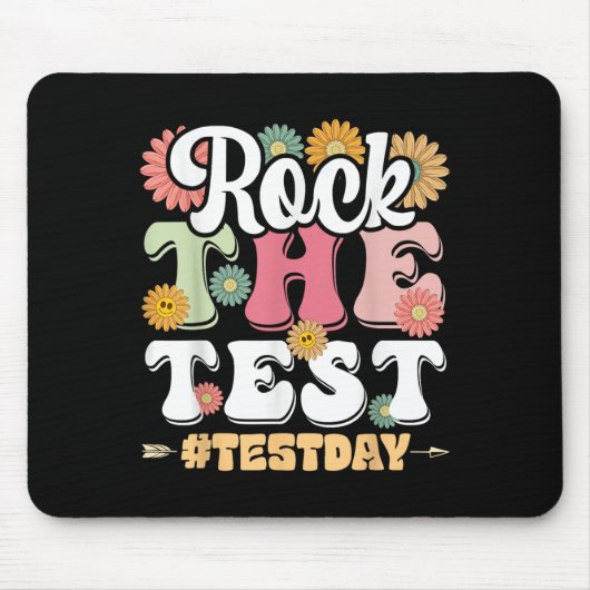 Rock The Test Testing Day Groovy Motivational Teac マウスパッド (正面)