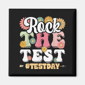 Rock The Test Testing Day Groovy Motivational Teac マグネット (正面)