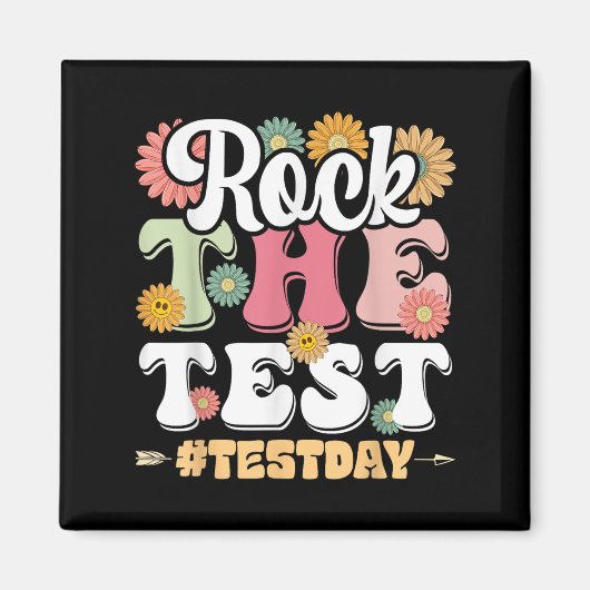 Rock The Test Testing Day Groovy Motivational Teac マグネット (正面)