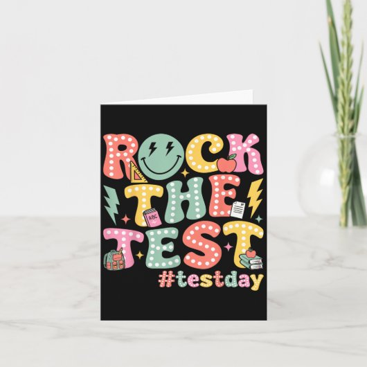 Rock The Test Testing Day Retro Motivational Teach カード (正面)