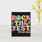 Rock The Test Testing Day Retro Motivational Teach カード (黄色い花)