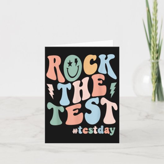Rock The Test Testing Day Retro Motivational Teach カード (正面)