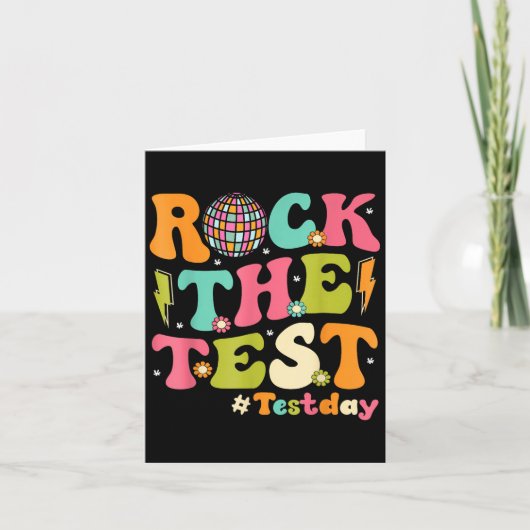 Rock The Test Testing Day Retro Motivational Teach カード (正面)