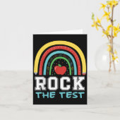 Rock The Test Testing Day Retro Motivational Teach カード (黄色い花)