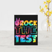 Rock The Test Testing Day Retro Motivational Teach カード (黄色い花)