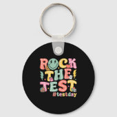 Rock The Test Testing Day Retro Motivational Teach キーホルダー (正面)