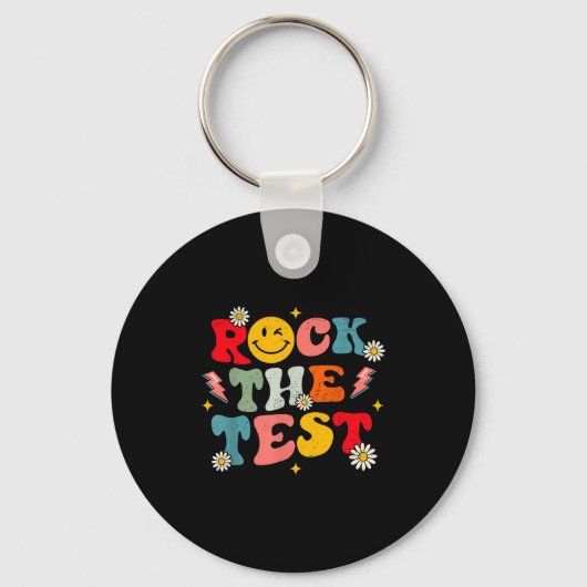 Rock The Test Testing Day Retro Motivational Teach キーホルダー (正面)
