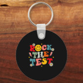 Rock The Test Testing Day Retro Motivational Teach キーホルダー (正面)