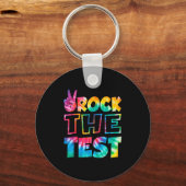 Rock The Test Testing Day Retro Motivational Teach キーホルダー (正面)