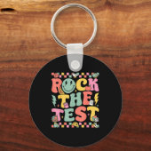 Rock The Test Testing Day Retro Motivational Teach キーホルダー (正面)