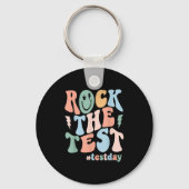 Rock The Test Testing Day Retro Motivational Teach キーホルダー (正面)