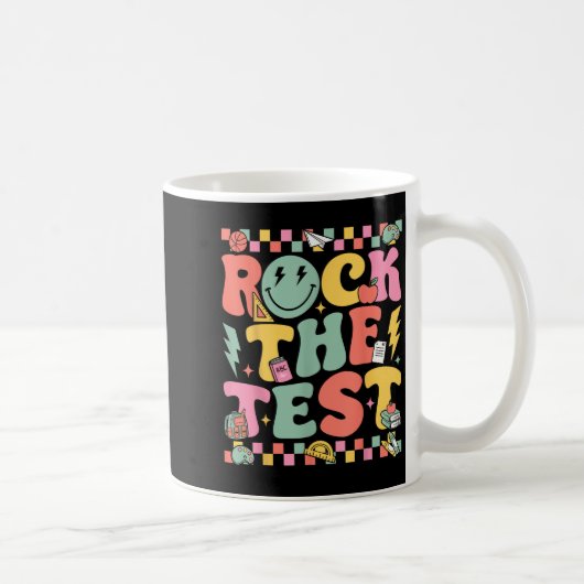 Rock The Test Testing Day Retro Motivational Teach コーヒーマグカップ (右)