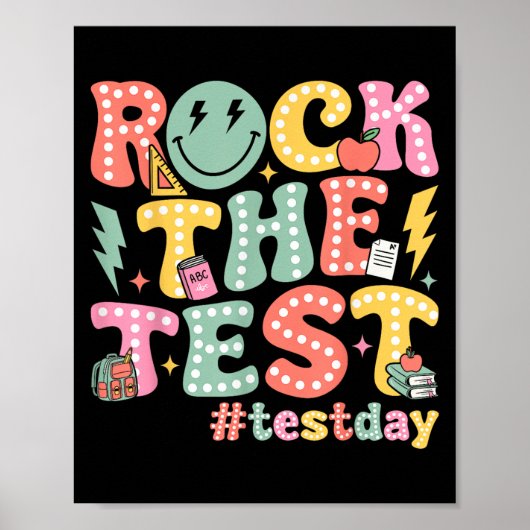 Rock The Test Testing Day Retro Motivational Teach ポスター (正面)