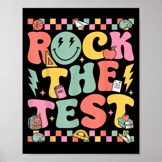 Rock The Test Testing Day Retro Motivational Teach ポスター (正面)