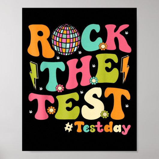 Rock The Test Testing Day Retro Motivational Teach ポスター (正面)