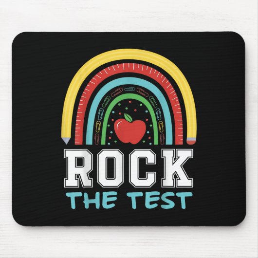 Rock The Test Testing Day Retro Motivational Teach マウスパッド (正面)