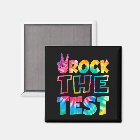 Rock The Test Testing Day Retro Motivational Teach マグネット (正面/裏面)